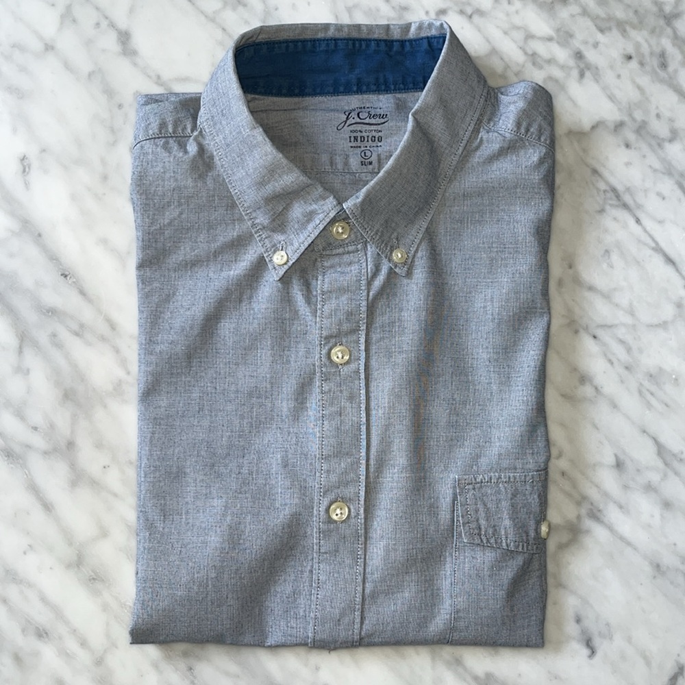 J. Crew Slim Fit Indigo Cotton Button Down Shirt